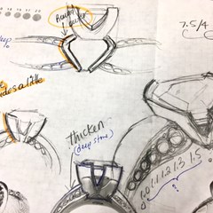 trillion silhouette engagement ring design sketch